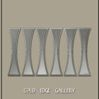 Five curved metallic panels arranged in a row, with "COLD EDGE GALLERY" text below.