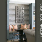A cozy dining nook features patterned pillows, a chess set, and a modern wall art piece. "Cold Edge Gallery" text displayed.