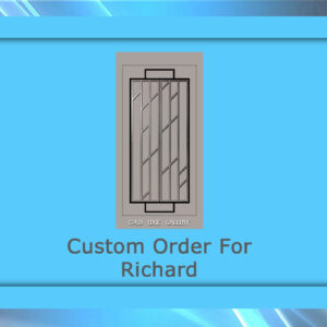 A geometric design in a blue frame with the text "Custom Order For Richard" centered below the design.