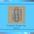 A blue rectangular frame displaying a design for a decorative panel from Cold Edge Gallery. The text "Custom Order For Karen" is centered below the design, with the Cold Edge Gallery logo.