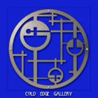A custom circular design with geometric patterns and lines on a blue background. The words "Cold Edge Gallery" are elegantly displayed at the bottom, showcasing intricate artwork.