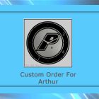 Custom order for Arthur featuring a clock design with a prominent "P" logo.